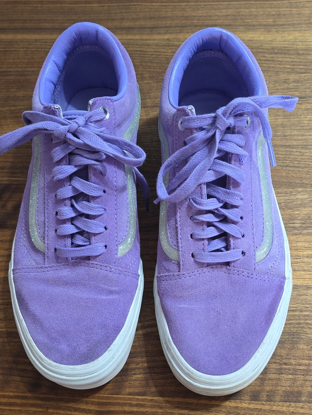 Vans Lilac Suede Skate Shoes with White Stripe